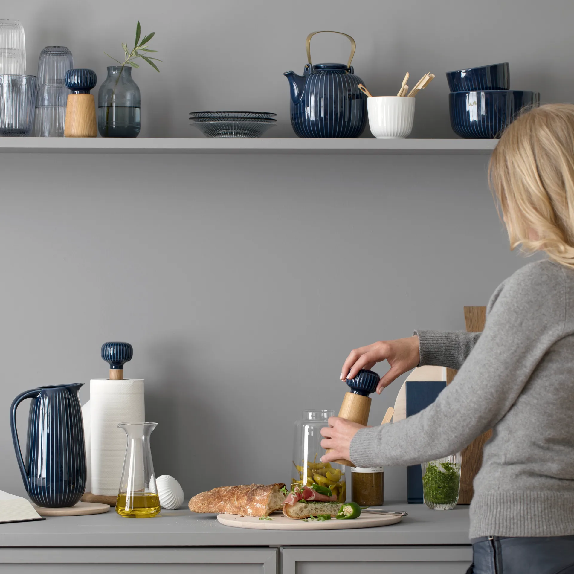 Hammershøi kryddkvarn stor, indigo Kähler