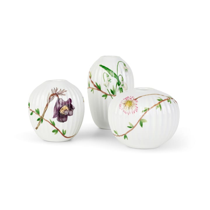 Hammershøi Spring vas miniatyr 3 delar, Vit-dekor Kähler