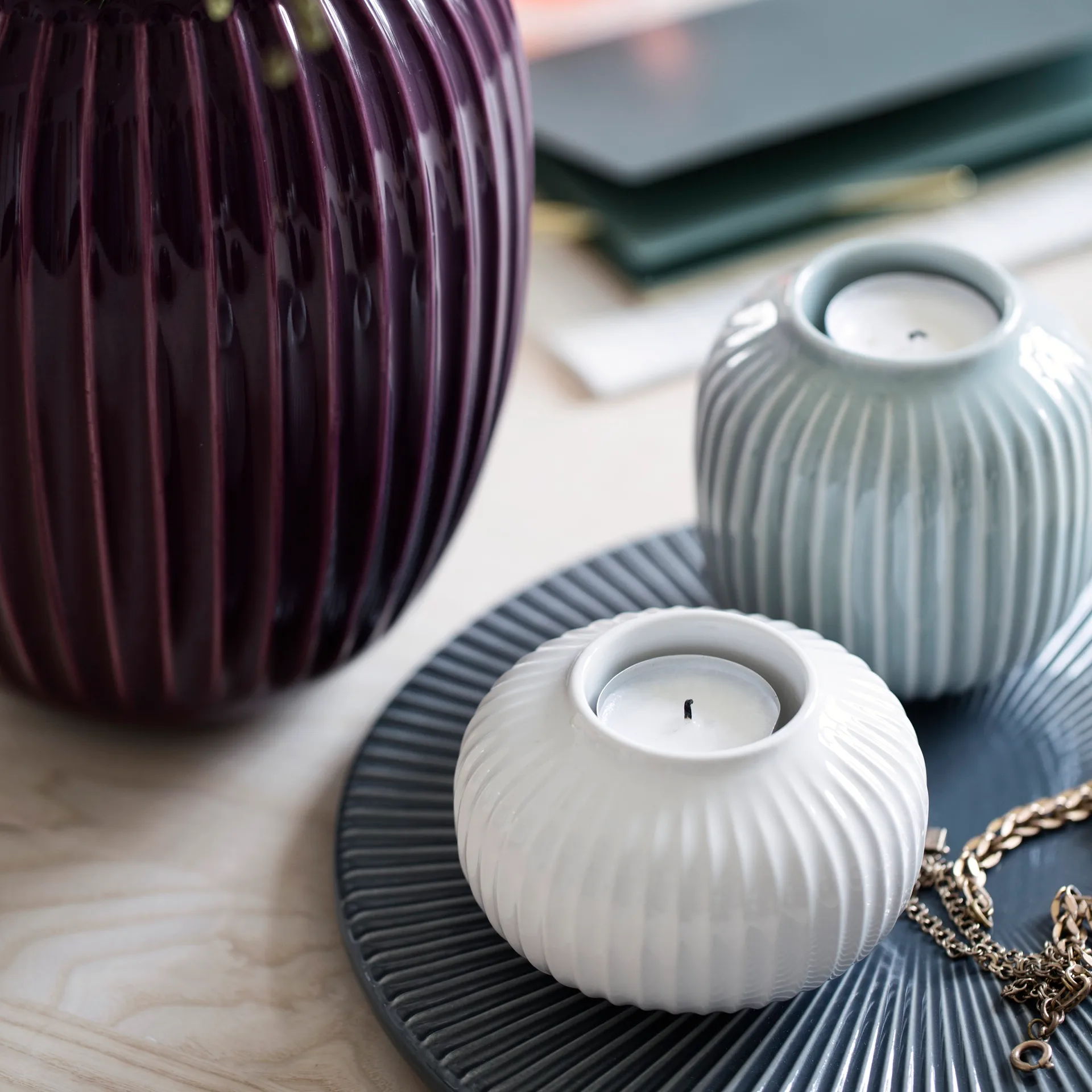 Hammershøi värmeljusstake mellan, vit Kähler