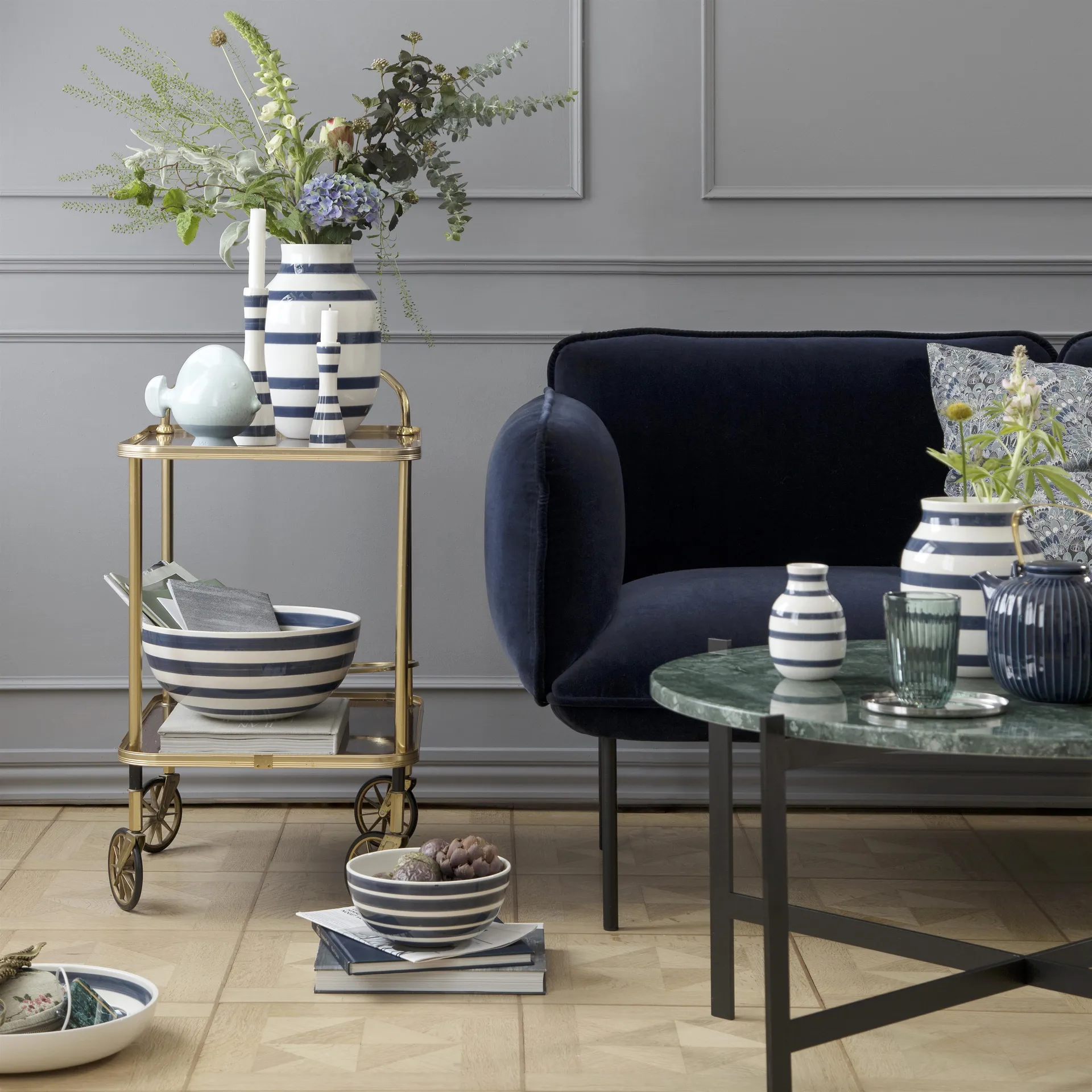 Omaggio vas stor, stålblå Kähler