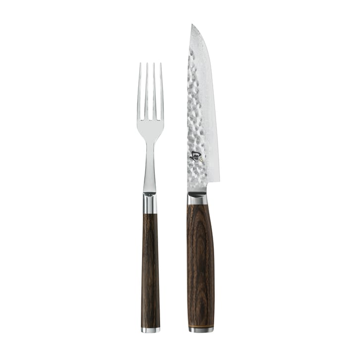 Kai Shun Premier kniv & gaffel set, Krom-brun KAI