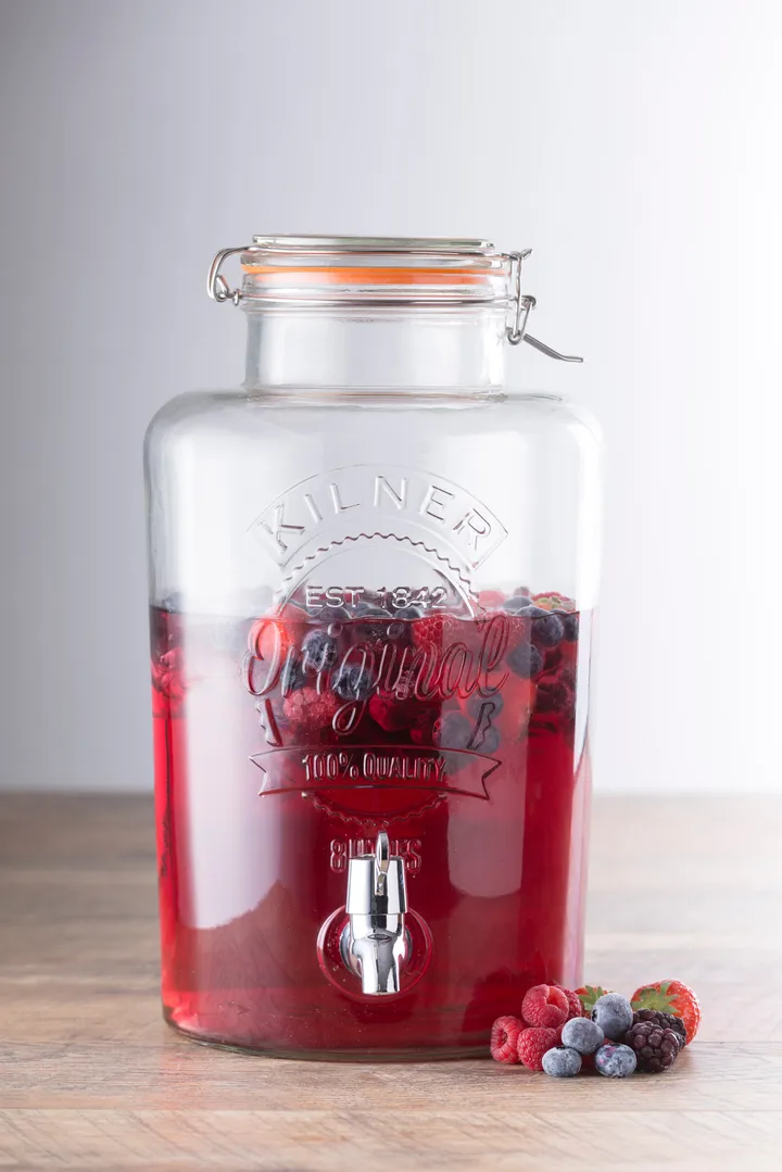 Kilner dryckesdispenser med tappkran - Klar-rostfritt stål, 8 L - Kilner