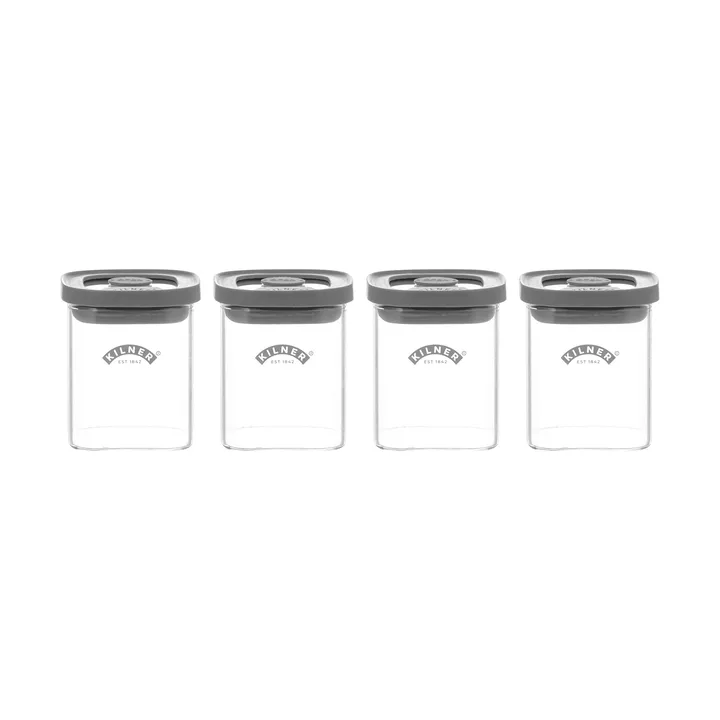 Kilner FRESH kryddburkar - Klar-grå, 4-pack, 160 ml - Kilner