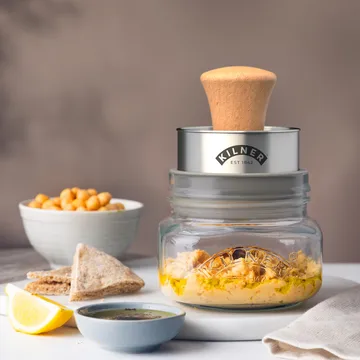 Kilner Mash & Store förvaringsburkset - Klar-rostfritt stål-trä, 0,5 L - Kilner