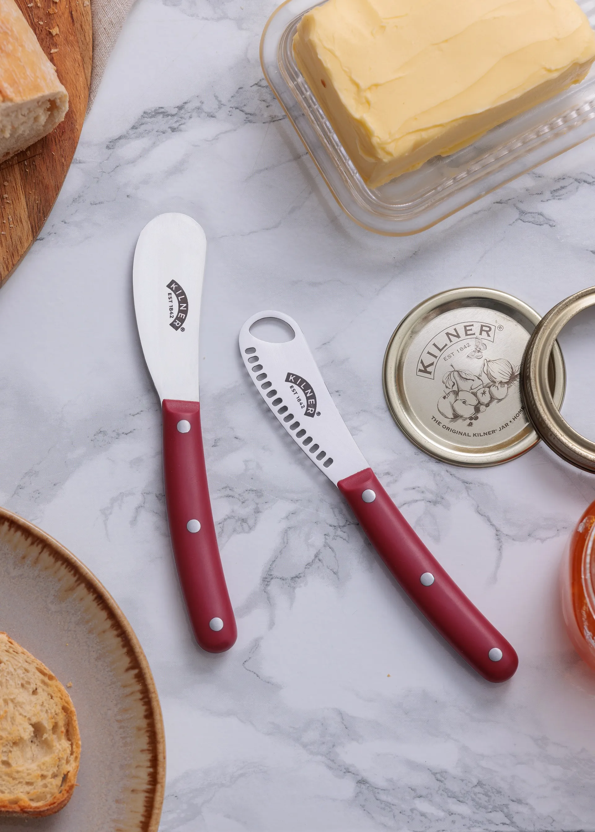 Kilner smörkniv set, Röd-rostfritt stål Kilner
