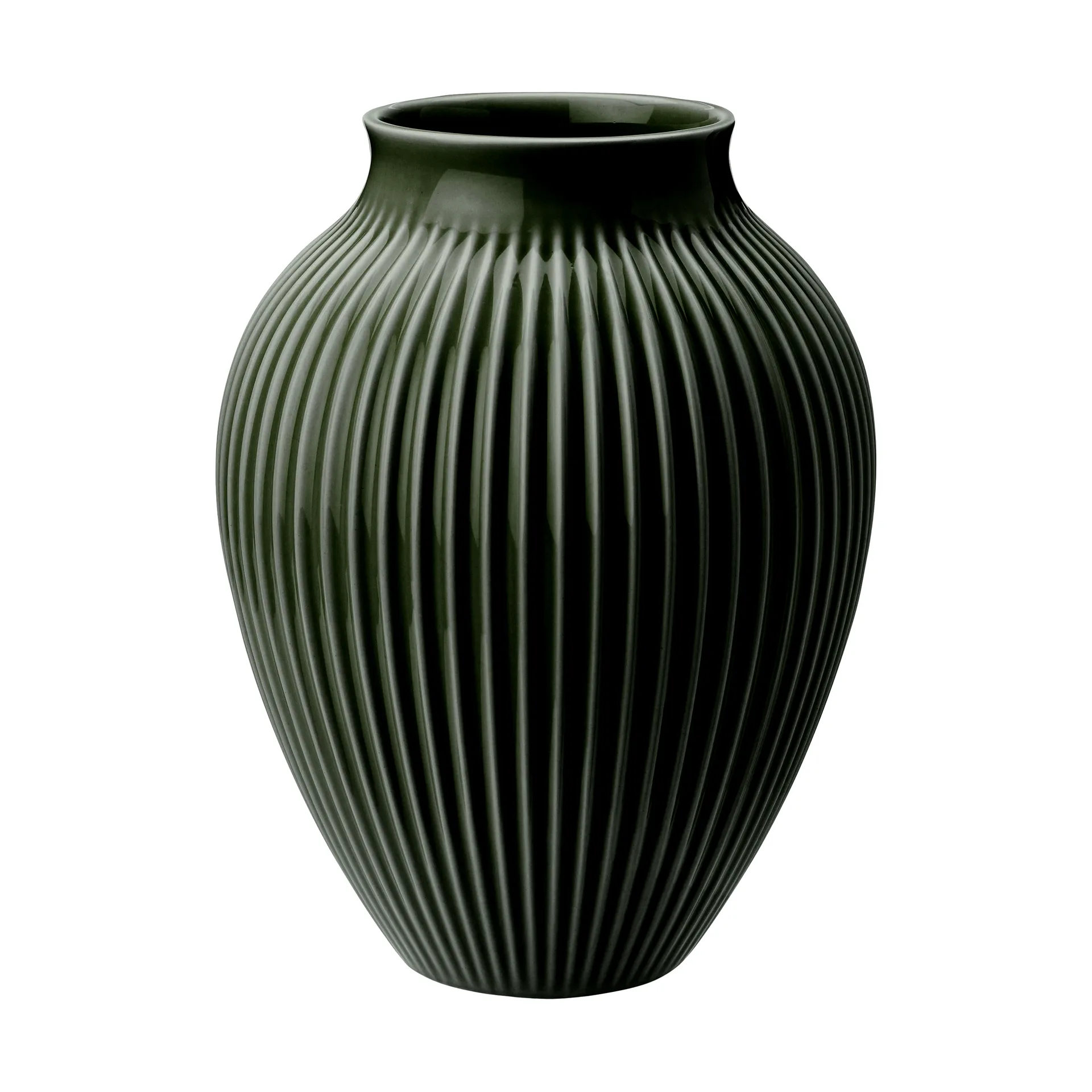 Knabstrup vas räfflad 20 cm, Dark green Knabstrup Keramik