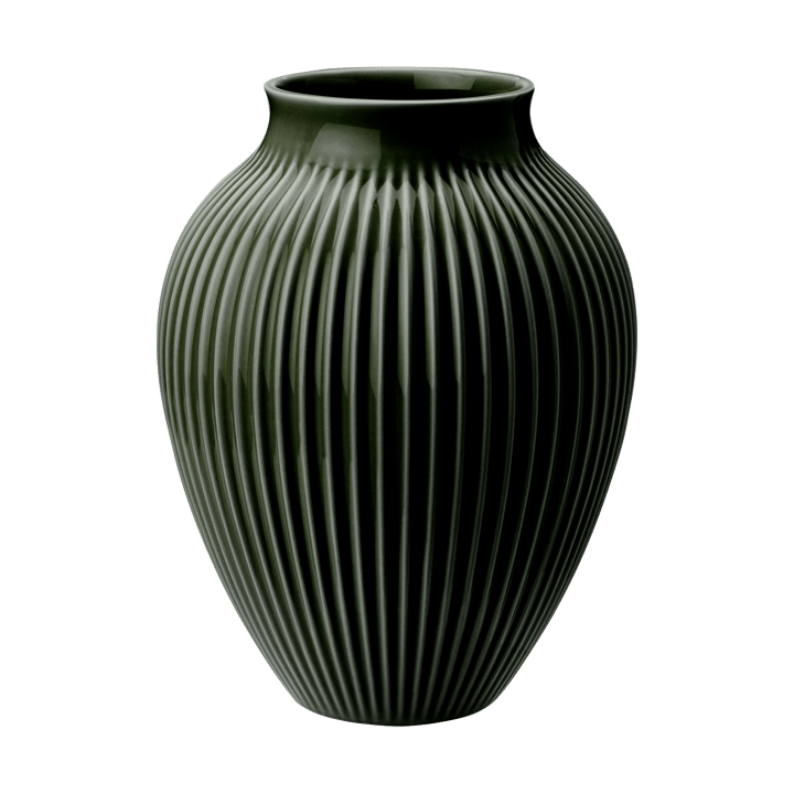 Knabstrup vas räfflad 20 cm, Dark green Knabstrup Keramik