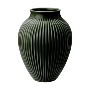 Knabstrup Keramik Knabstrup vas räfflad 20 cm Dark green