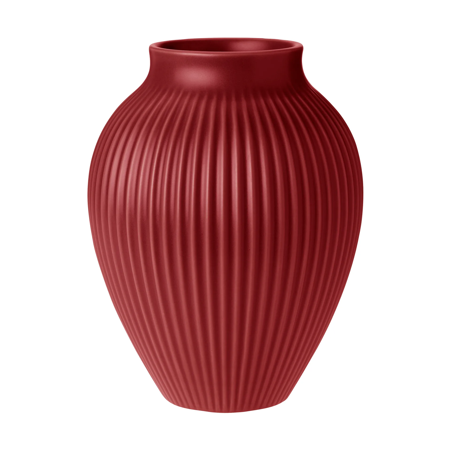 Knabstrup Keramik Knabstrup vas räfflad 20 cm Soft cherry red