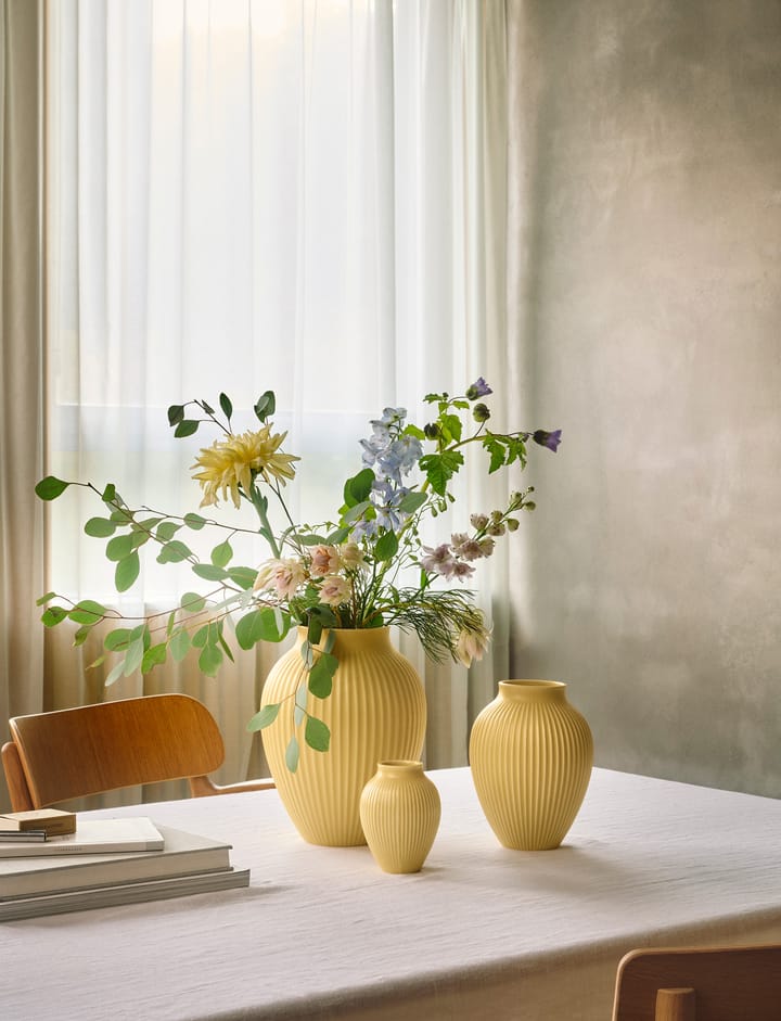 Knabstrup vas räfflad 20 cm, Yellow Knabstrup Keramik
