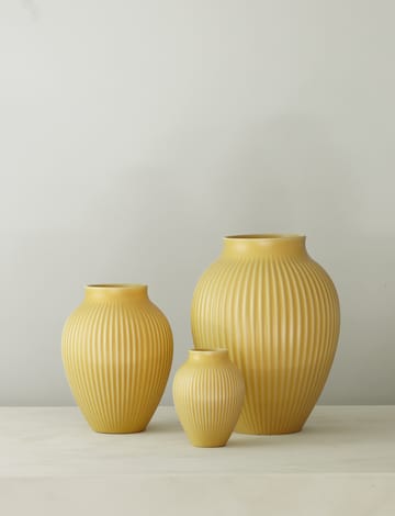 Knabstrup vas räfflad 20 cm - Yellow - Knabstrup Keramik