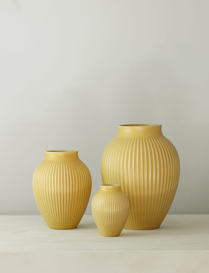 Knabstrup vas räfflad 20 cm, Yellow Knabstrup Keramik