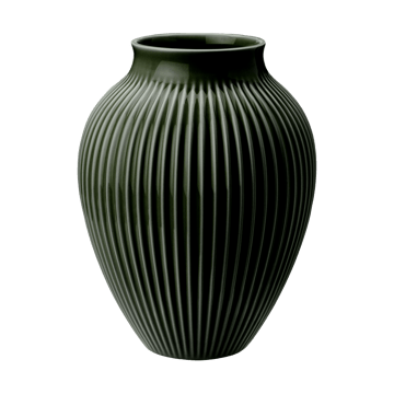 Knabstrup Keramik Knabstrup vas räfflad 27 cm Dark green
