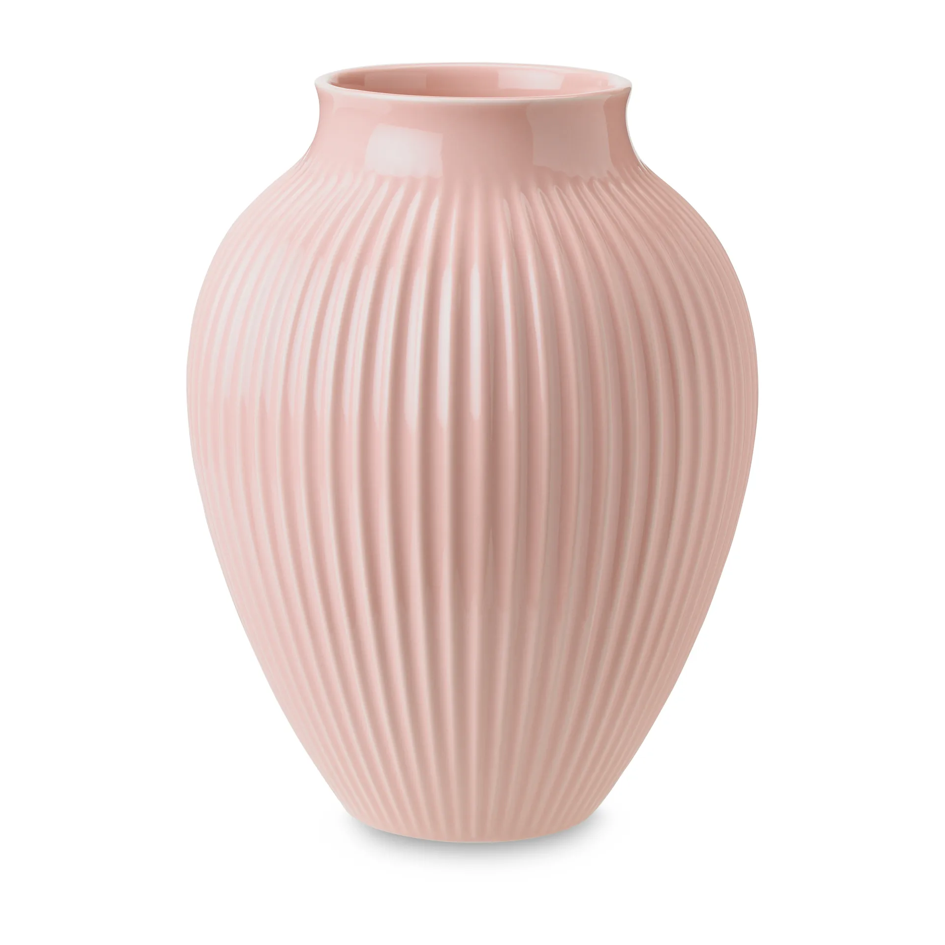 Knabstrup vas räfflad 27 cm, Rosa Knabstrup Keramik