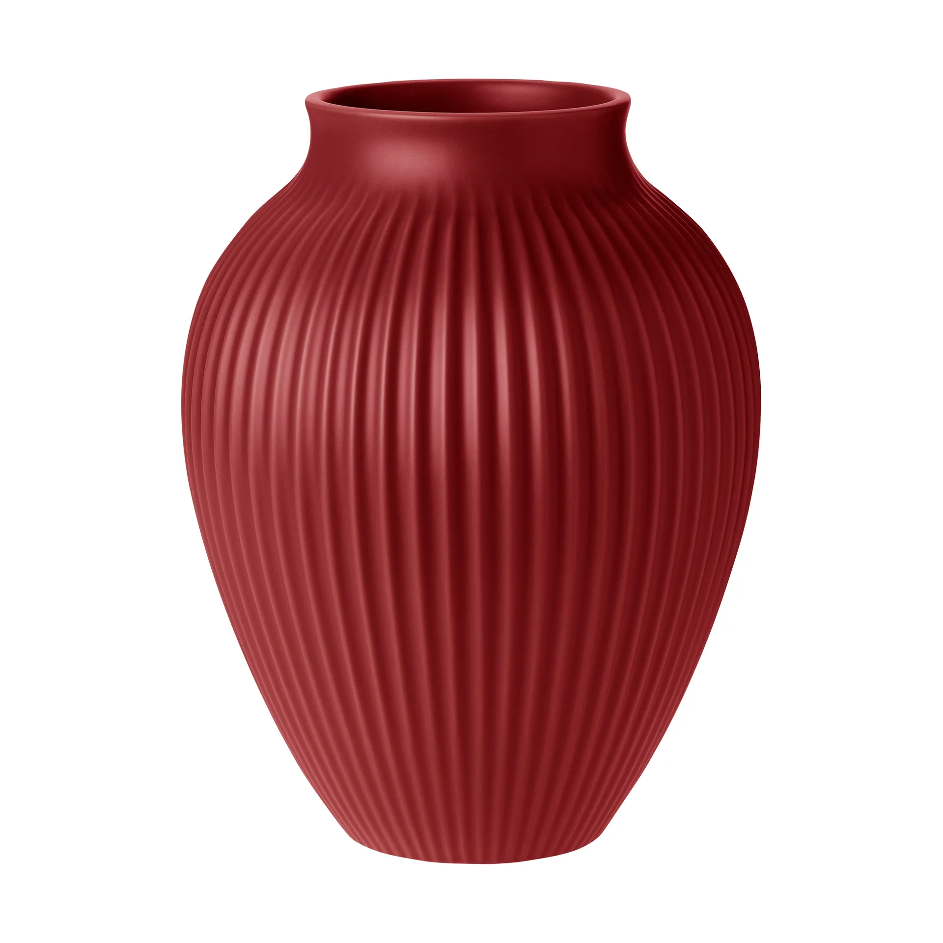 Knabstrup Keramik Knabstrup vas räfflad 27 cm Soft cherry red