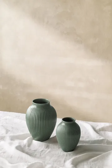 Knabstrup vas ripple mat celadon green - 12.5 cm - Knabstrup Keramik