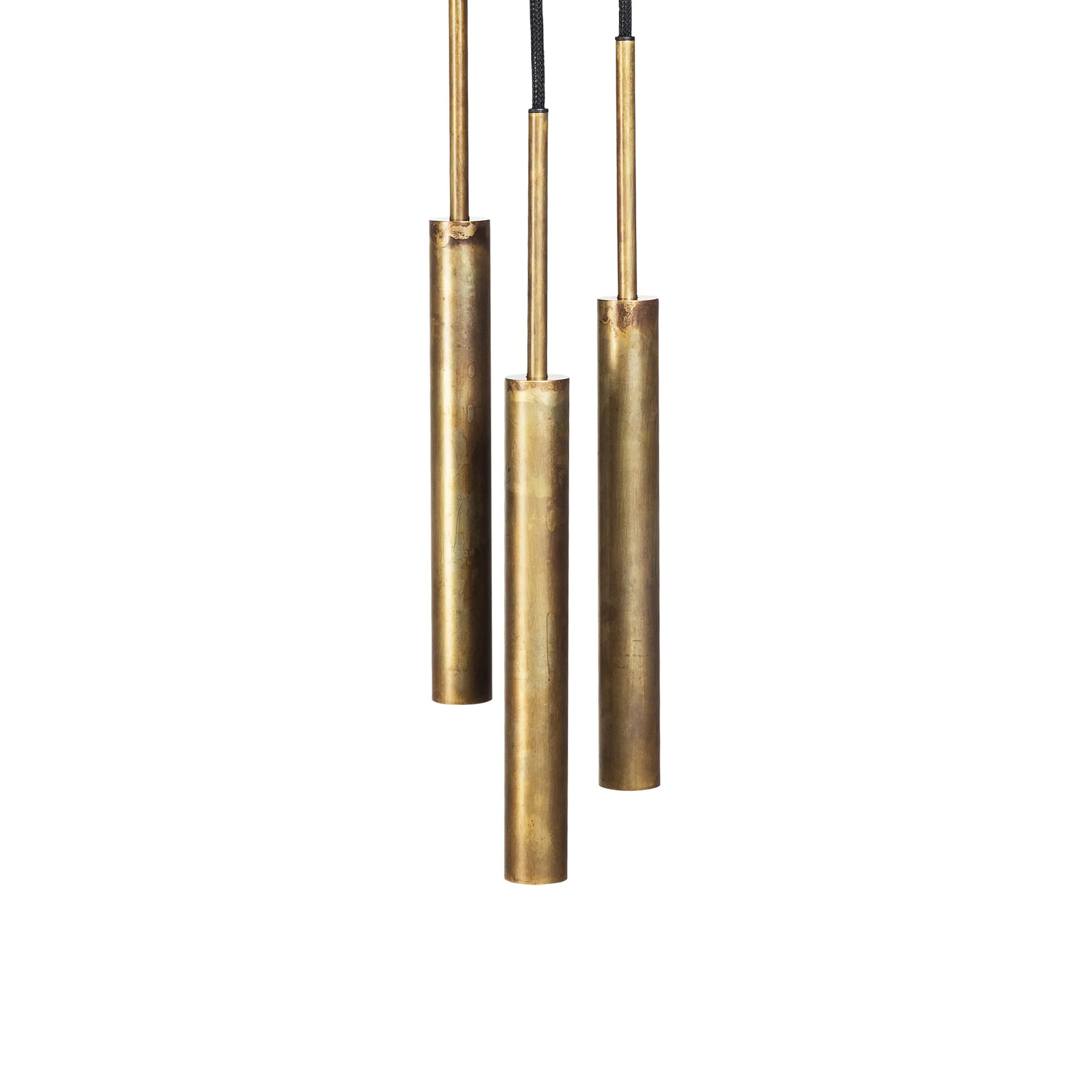 Stav pendel 3 rund takplatta, Råmässing Konsthantverk