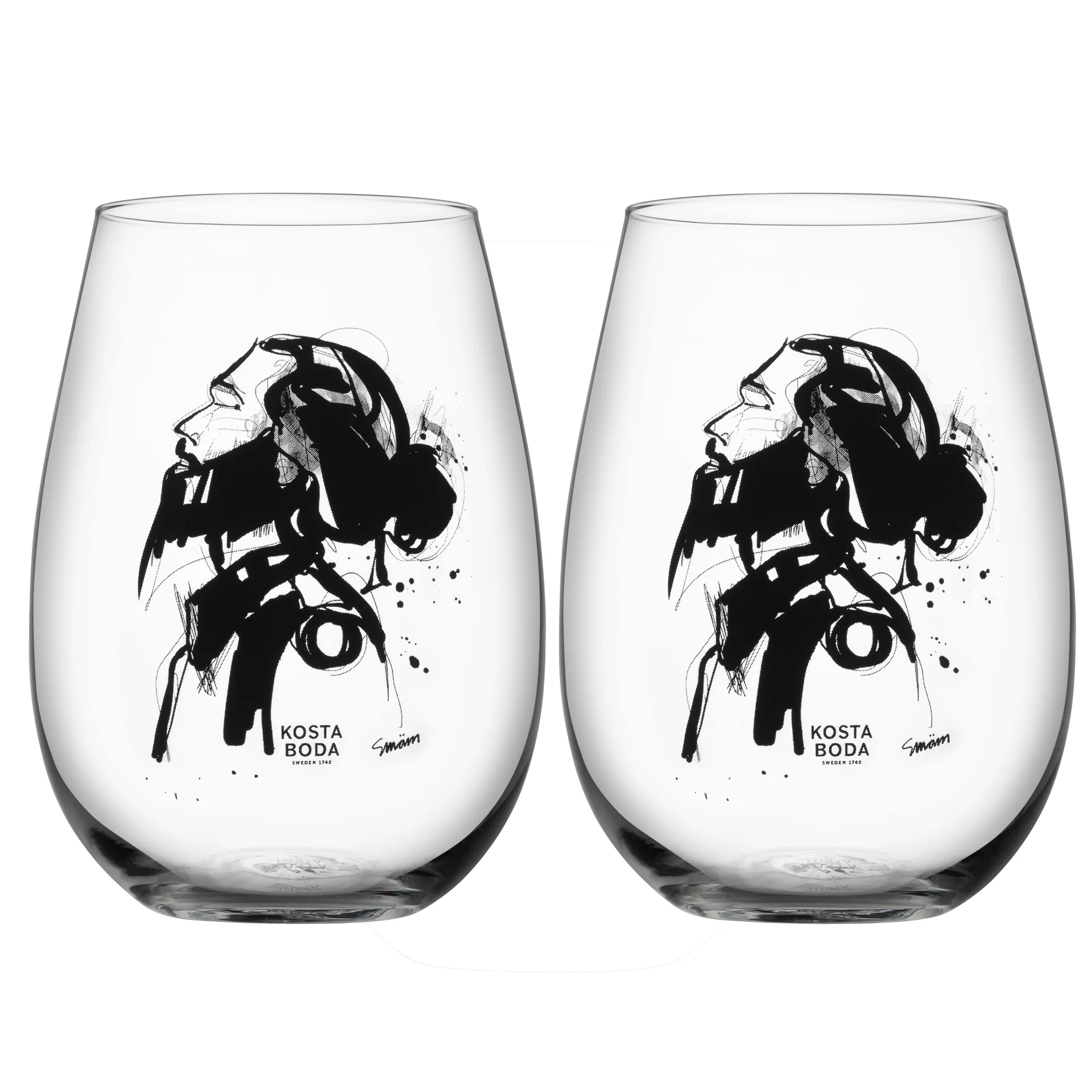 All about you tumblerglas 57 cl 2-pack, Love him (grå) Kosta Boda