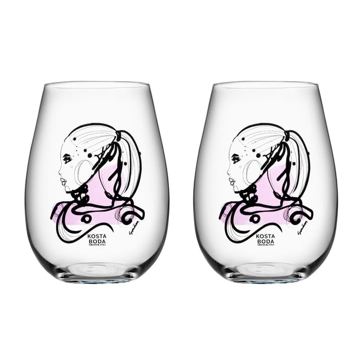 All about you tumblerglas 57 cl 2-pack, love you (rosa) Kosta Boda