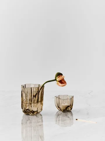 Crackle ljuslykta 5,8 cm - Taupe - Kosta Boda
