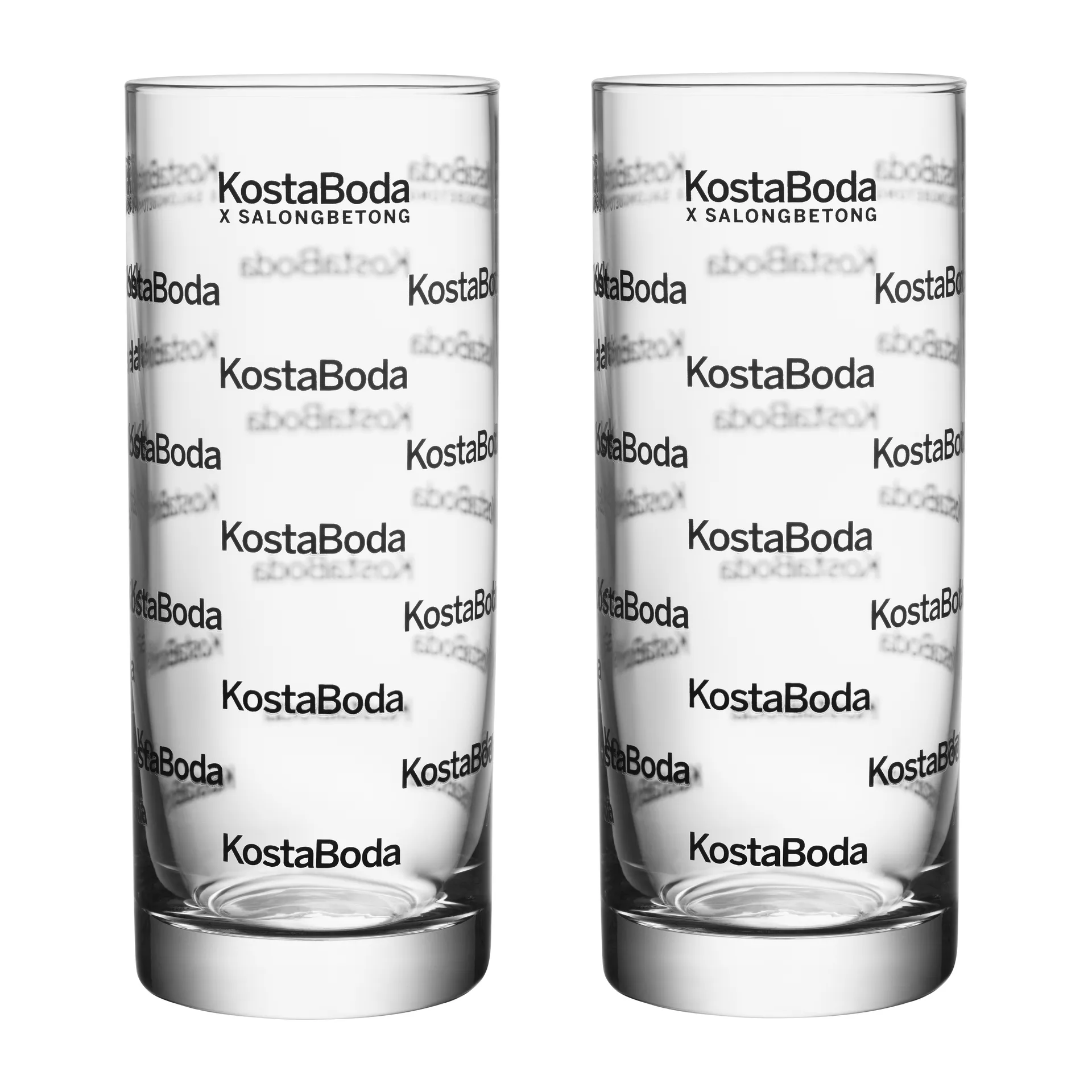 Salong Betong highball glas 33 cl 2-pack, Klar-svart Kosta Boda