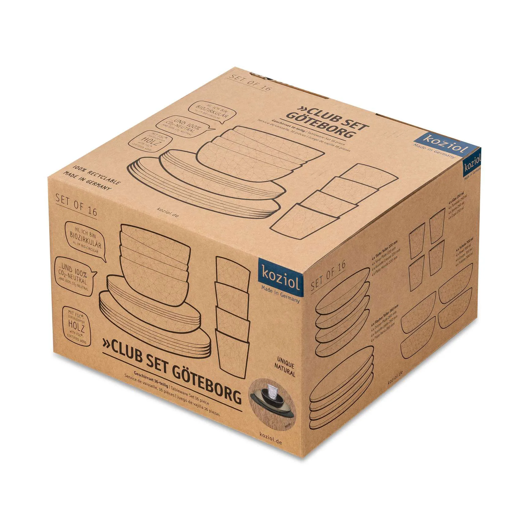 Club Göteborg servis 16 delar biocirk termoplast, Multi Koziol