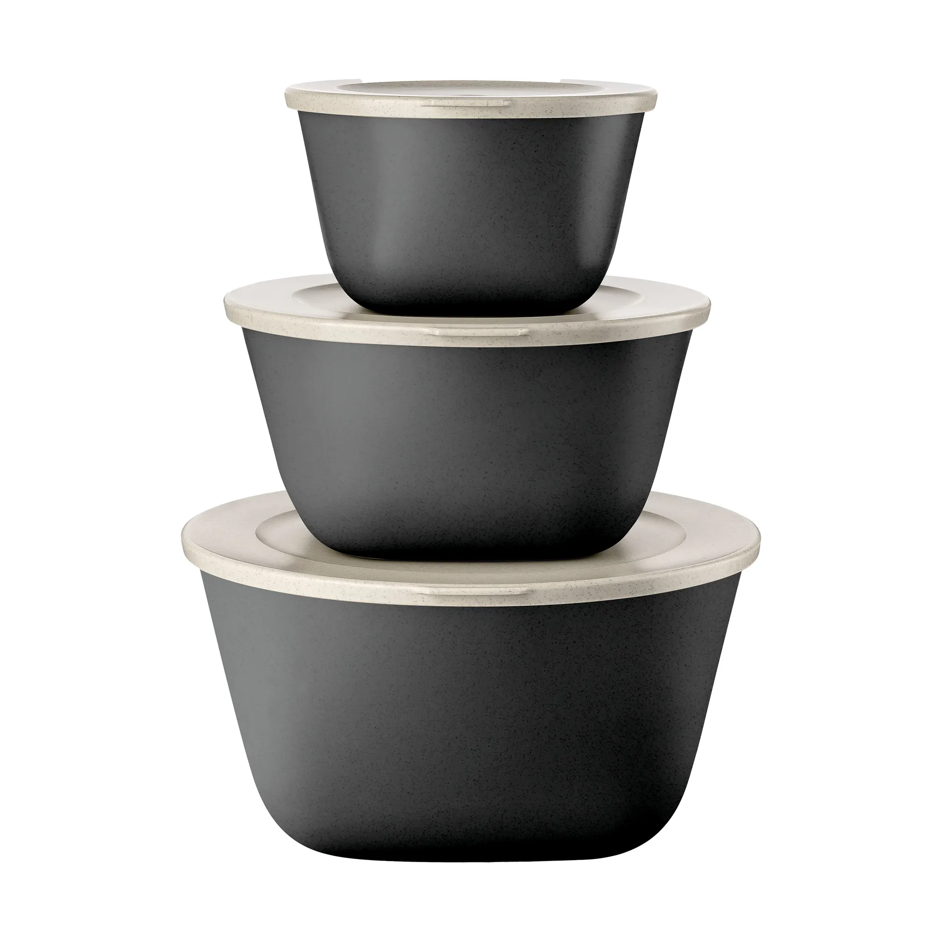 Connect Stockholm skål+lock 3 delar biocirk plast, Nature ash grey Koziol