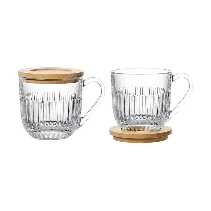 Ouessant mugg med lock/fat 2-pack - Transparent-bambu - La Rochère