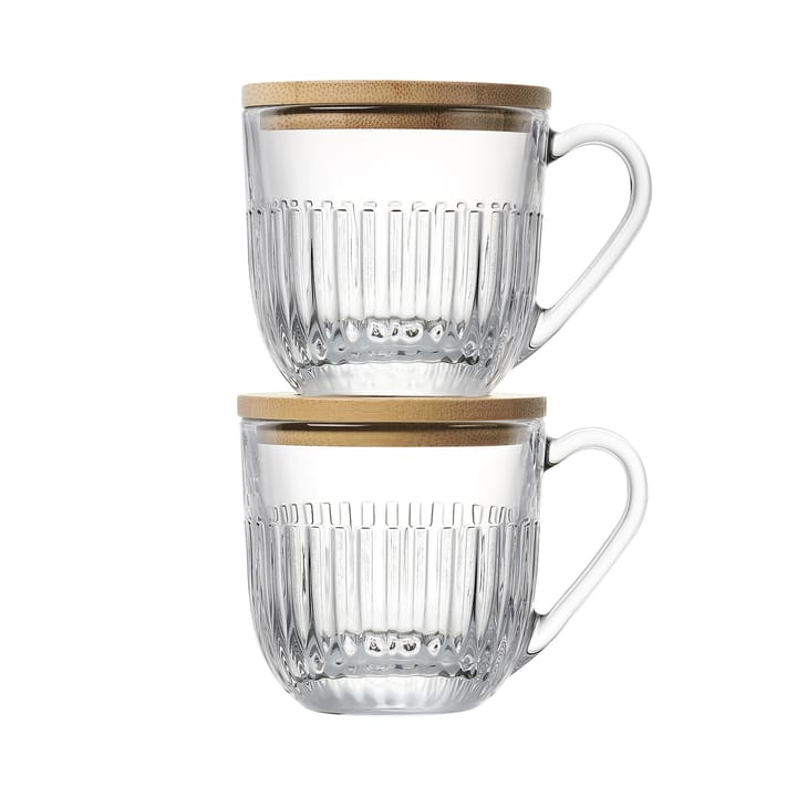 Ouessant mugg med lock/fat 2-pack, Transparent-bambu La Rochère