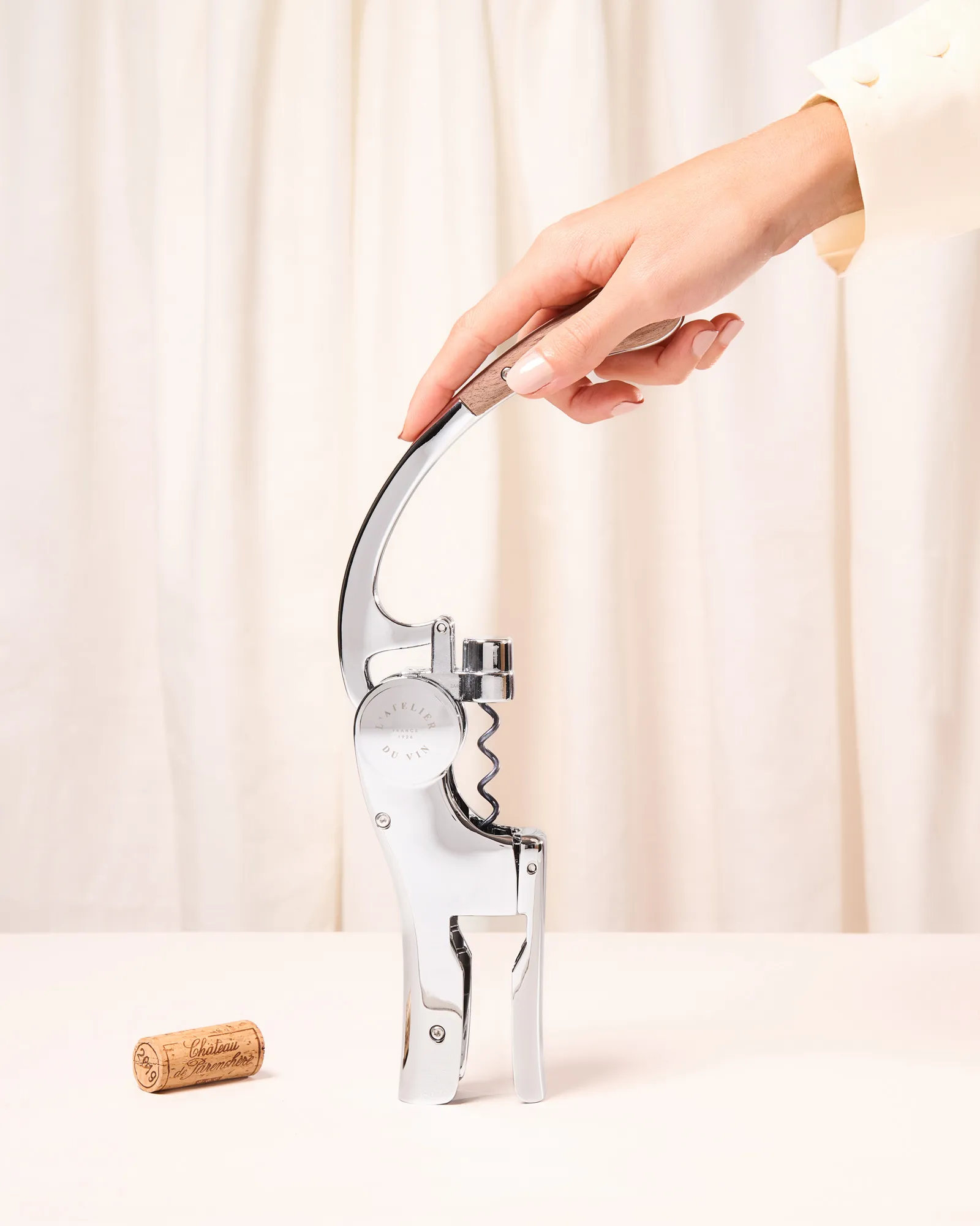 Oeno Motion korkskruv, Valnöt-chrome L'Atelier du Vin