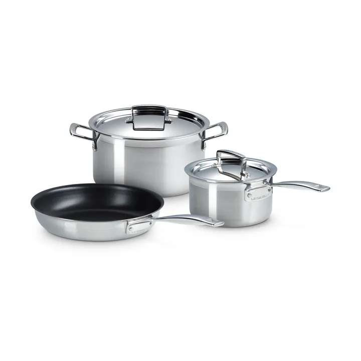 Le Creuset gryt- och stekpanneset - Rostfritt stål, 3 delar - Le Creuset