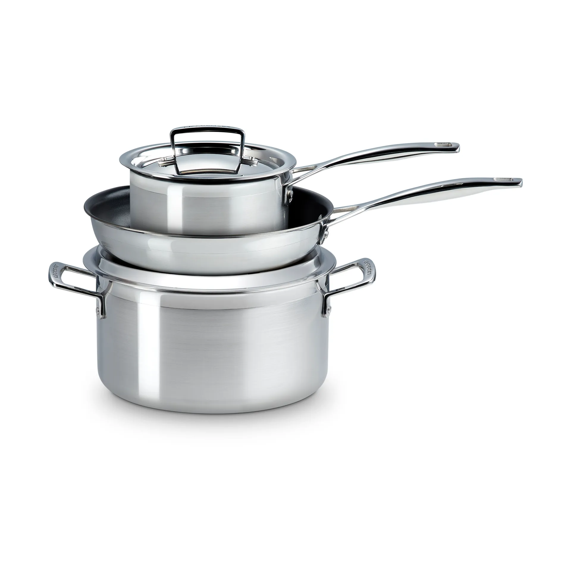 Le Creuset gryt- och stekpanneset, Rostfritt stål, 3 delar Le Creuset