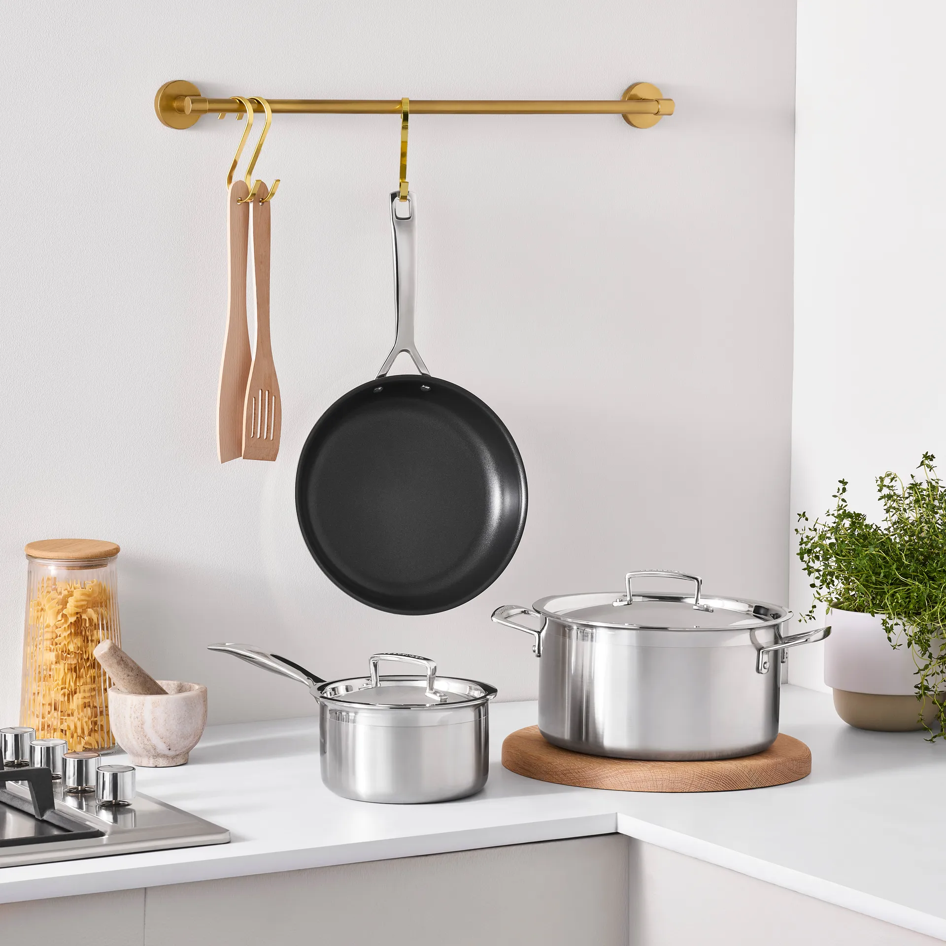 Le Creuset gryt- och stekpanneset, Rostfritt stål, 3 delar Le Creuset