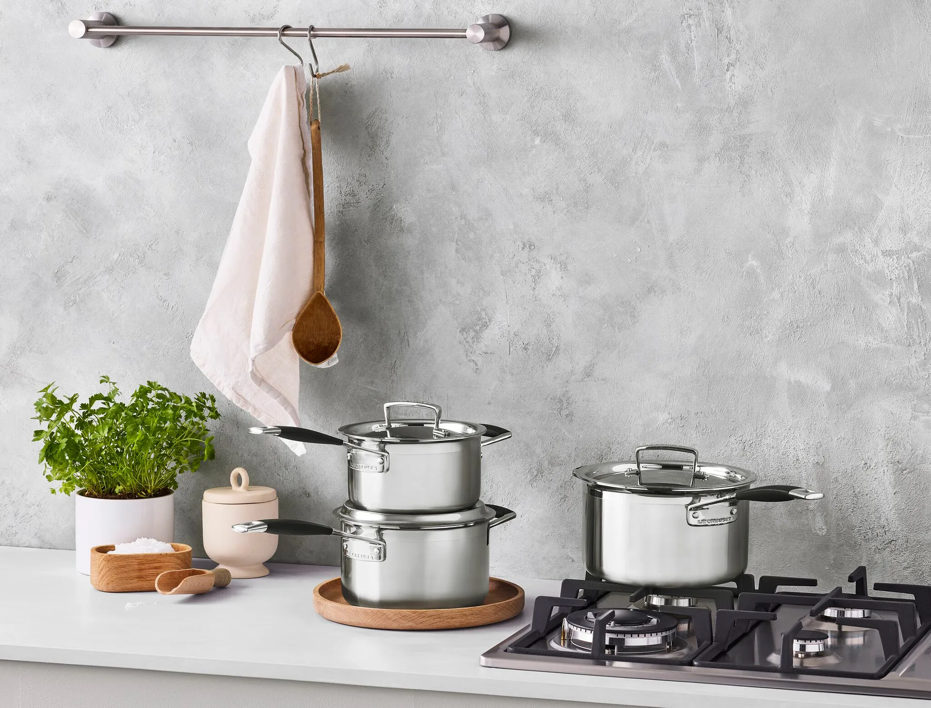 Le Creuset grytset, Rostfritt stål, 3 delar Le Creuset