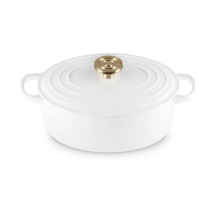 Le Creuset Signature gjutjärn oval gryta, White, 4,1 L Le Creuset