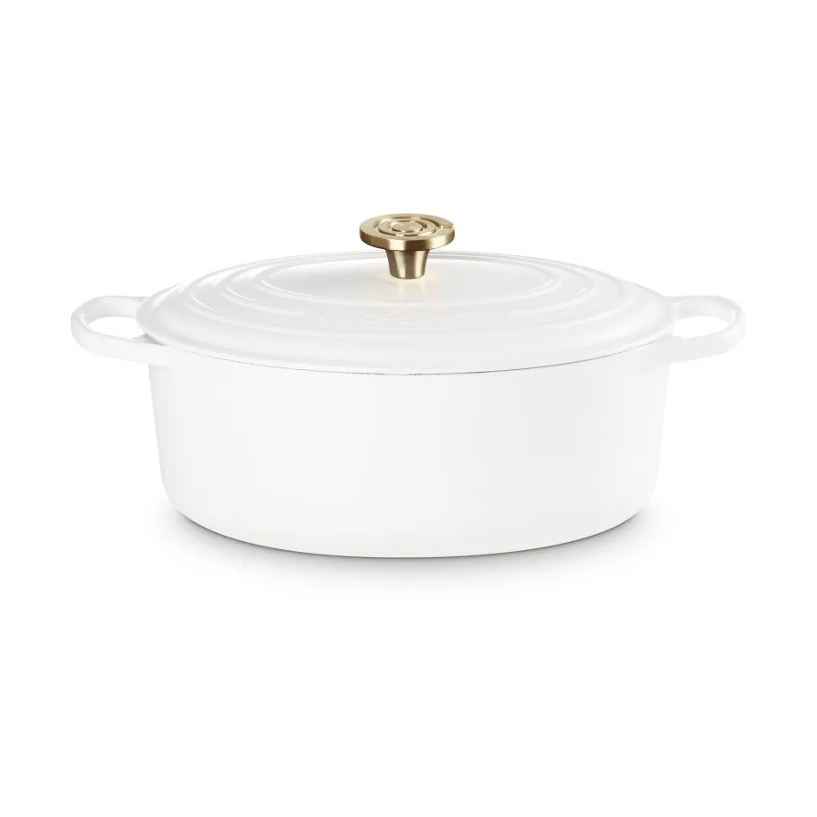 Le Creuset Signature gjutjärn oval gryta, White, 6,3 L Le Creuset
