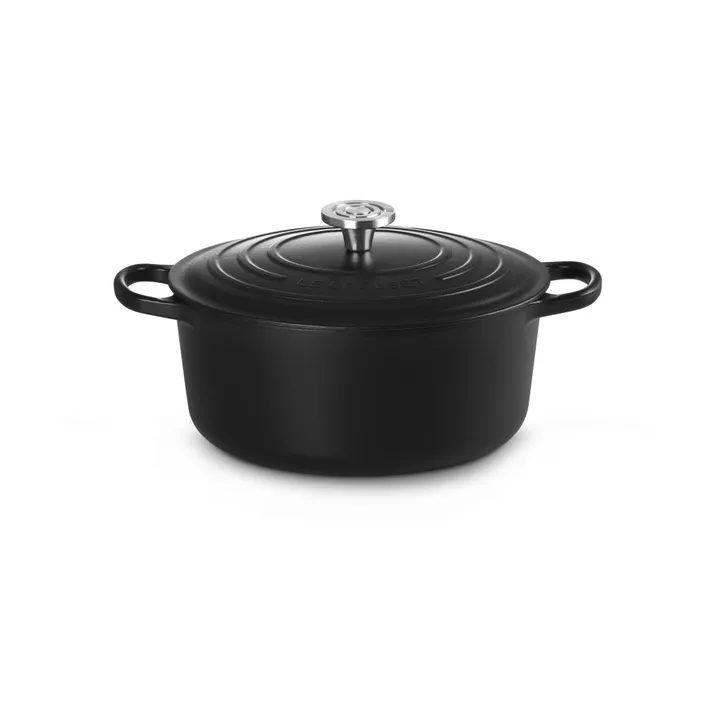 Le Creuset Signature gjutjärn rund gryta - Matte Black, 6,7 L - Le Creuset