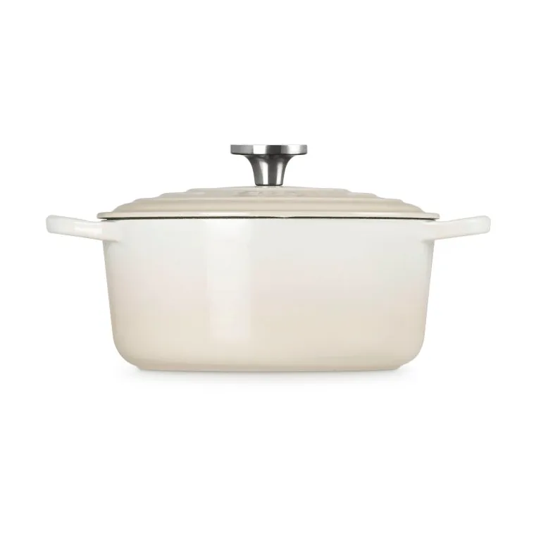 Le Creuset Signature gjutjärn rund gryta, Meringue, 4,2 L Le Creuset