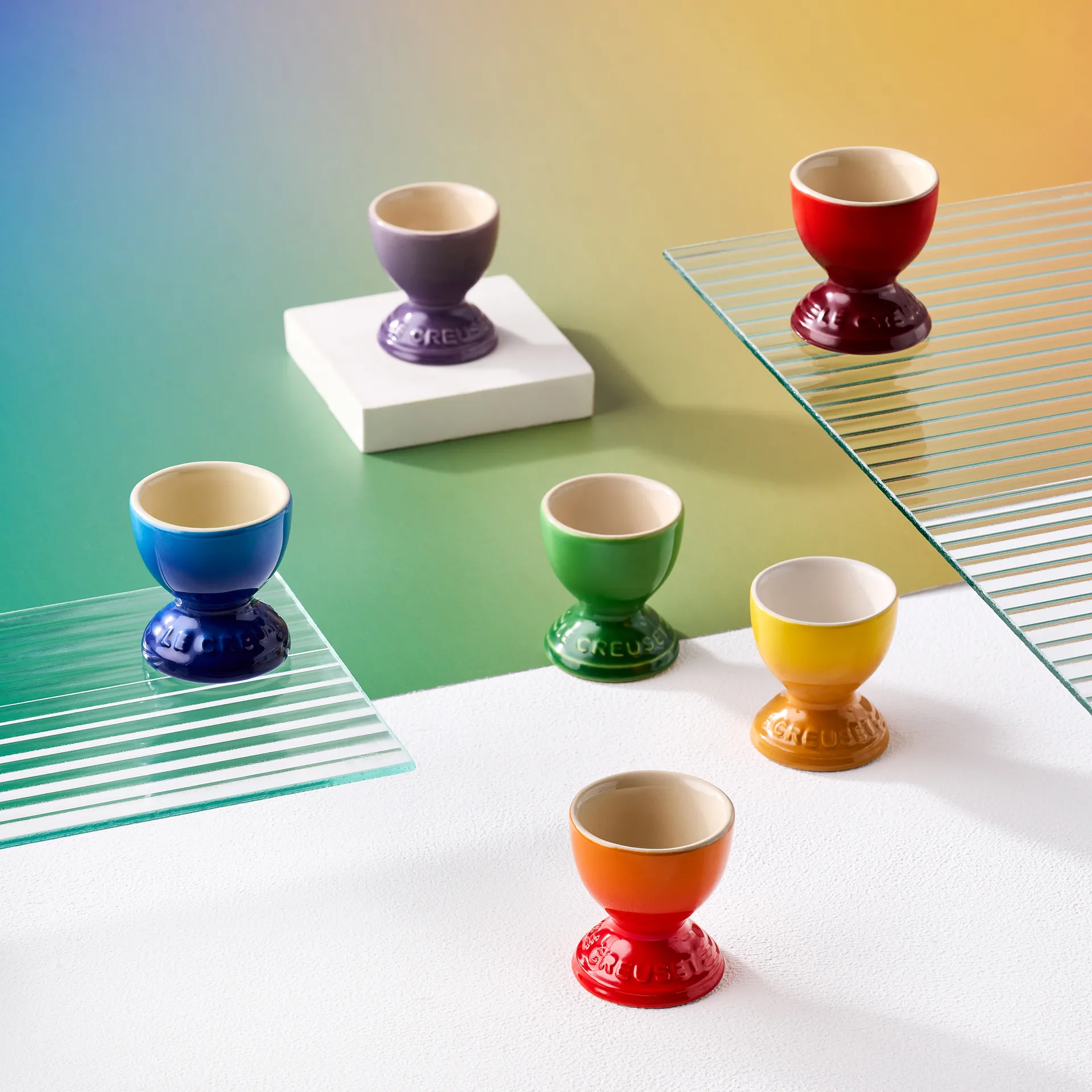 Signature stengods äggkopp 6-delar, Rainbow Le Creuset