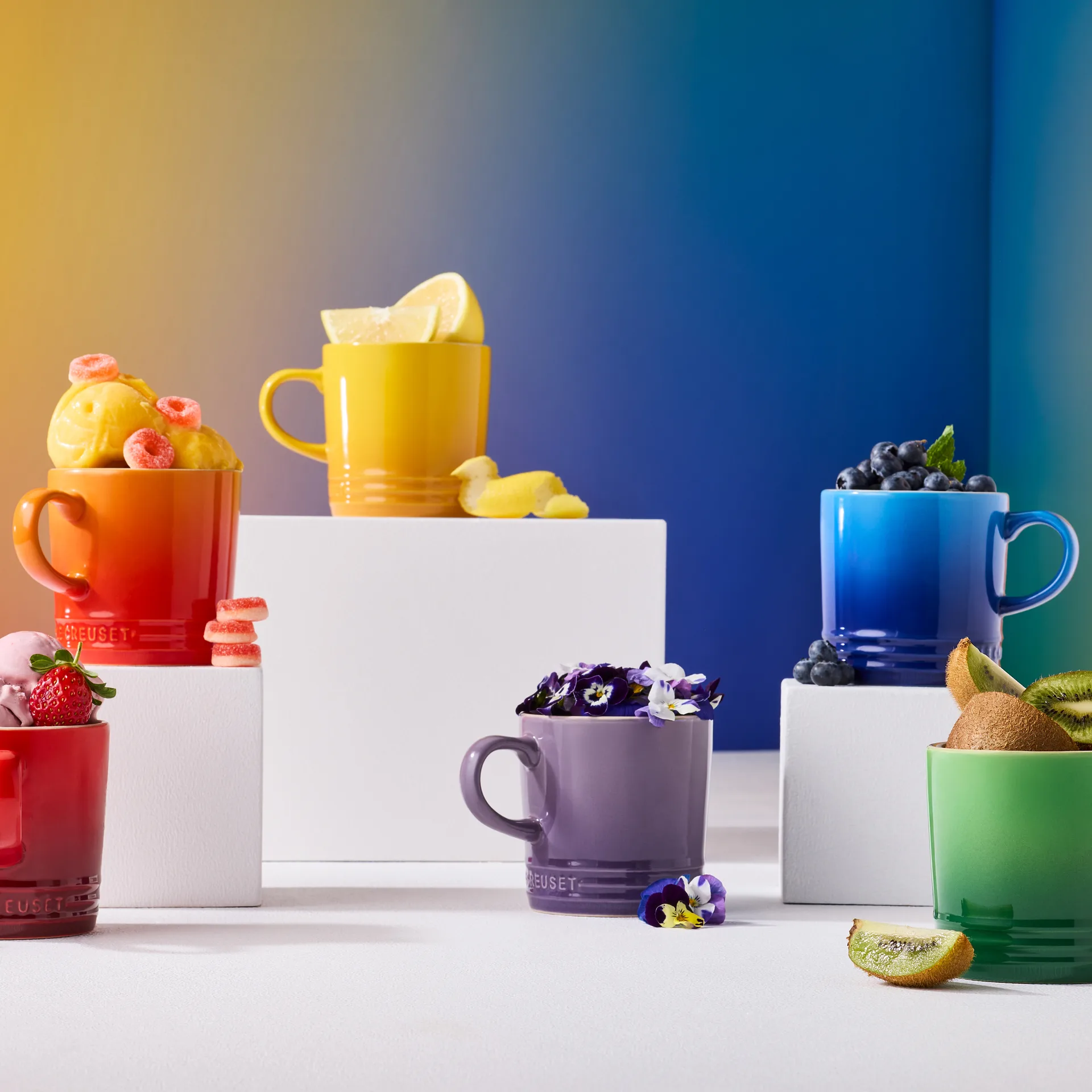 Signature stengods kaffemugg 6-delar, Rainbow Le Creuset