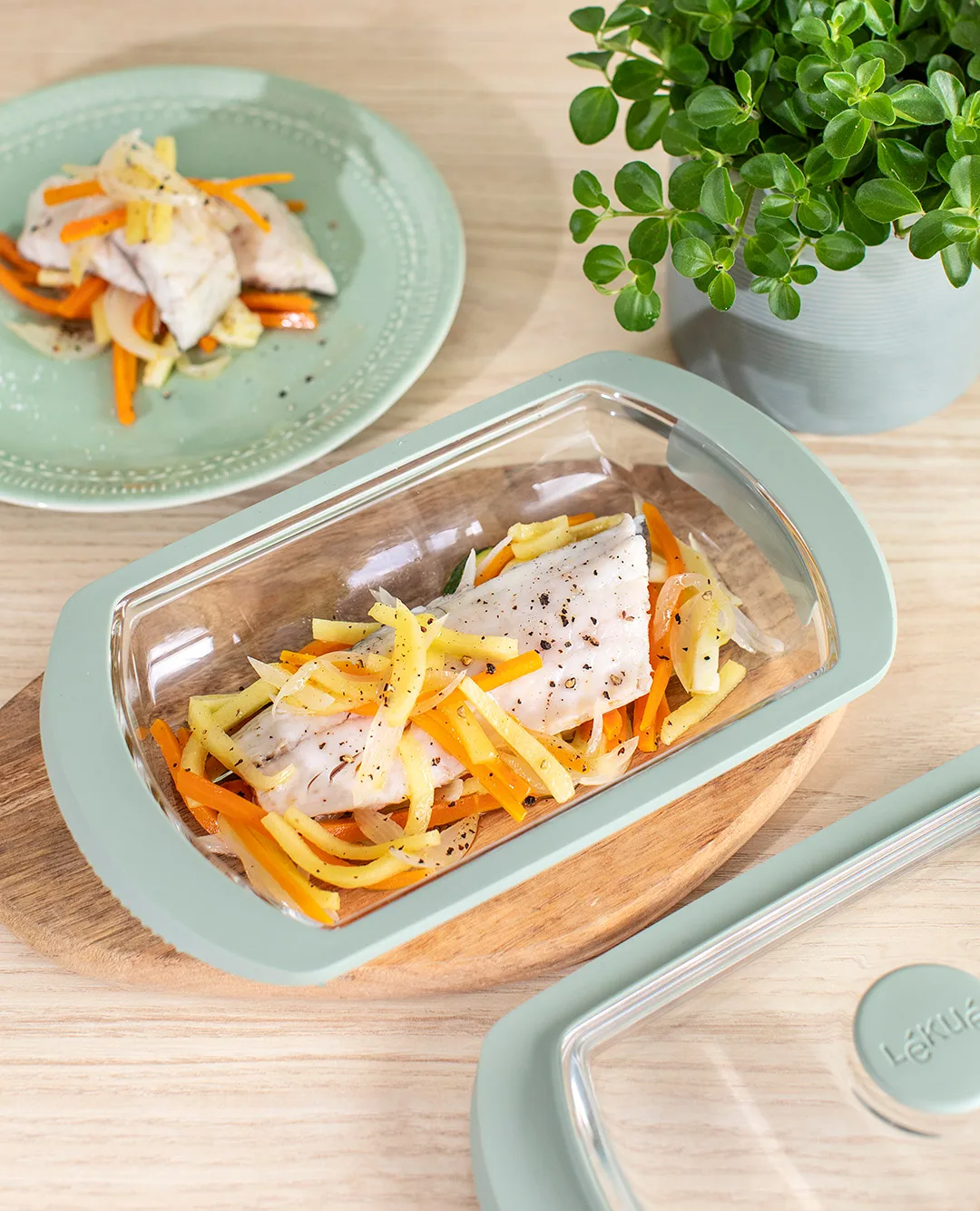 Lékué ångkokare, Transparent, glas, 2-pack Lékué