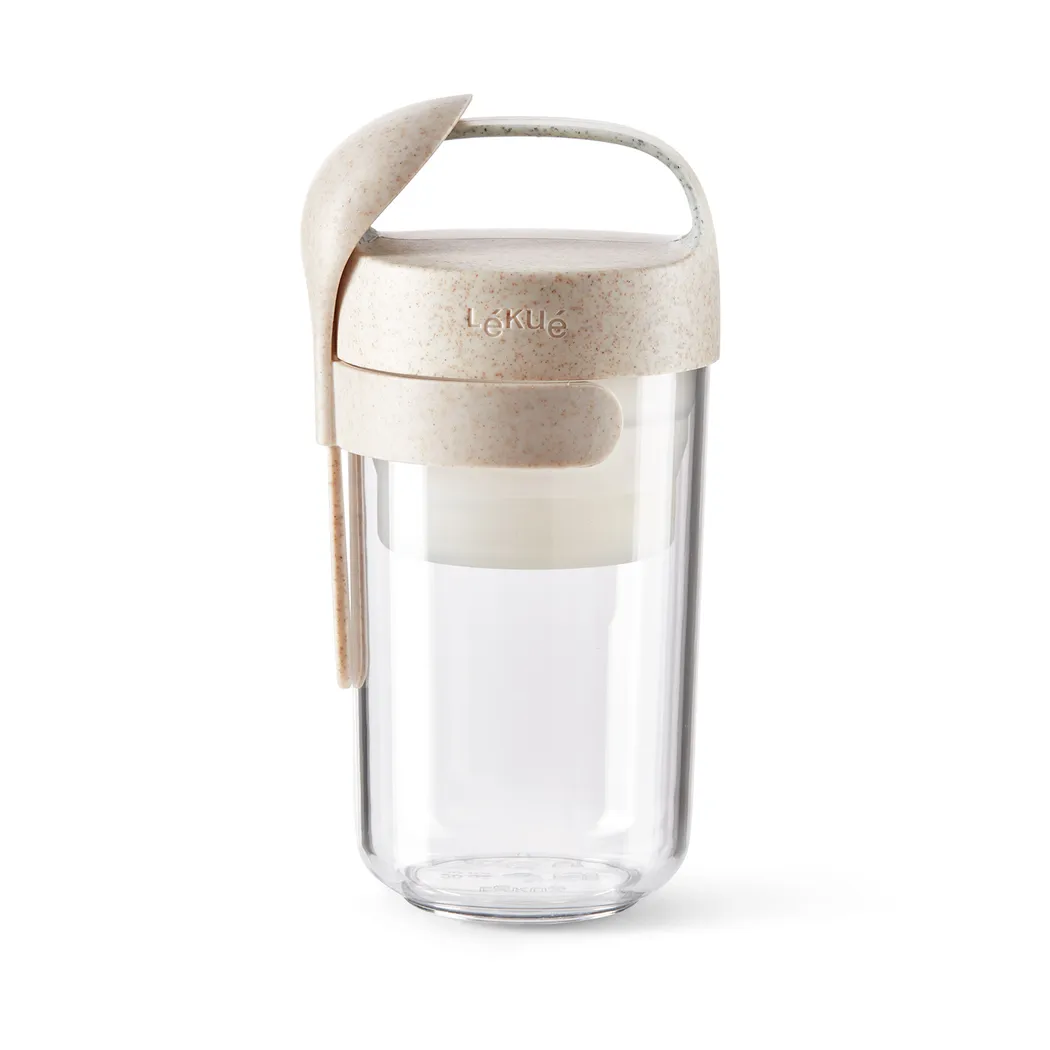 Lékué To Go burk organic med sked beige, 0,6 L Lékué
