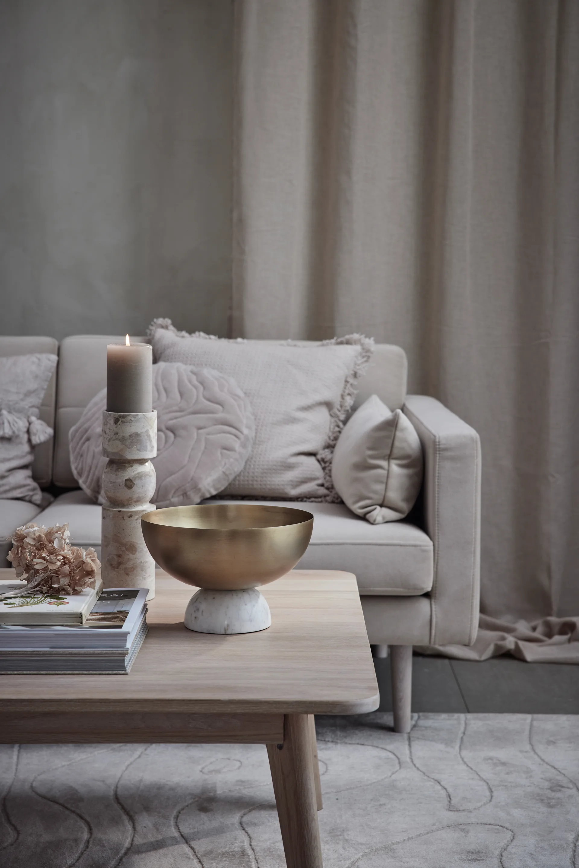 Ellia ljusstake 30 cm, Linen Lene Bjerre