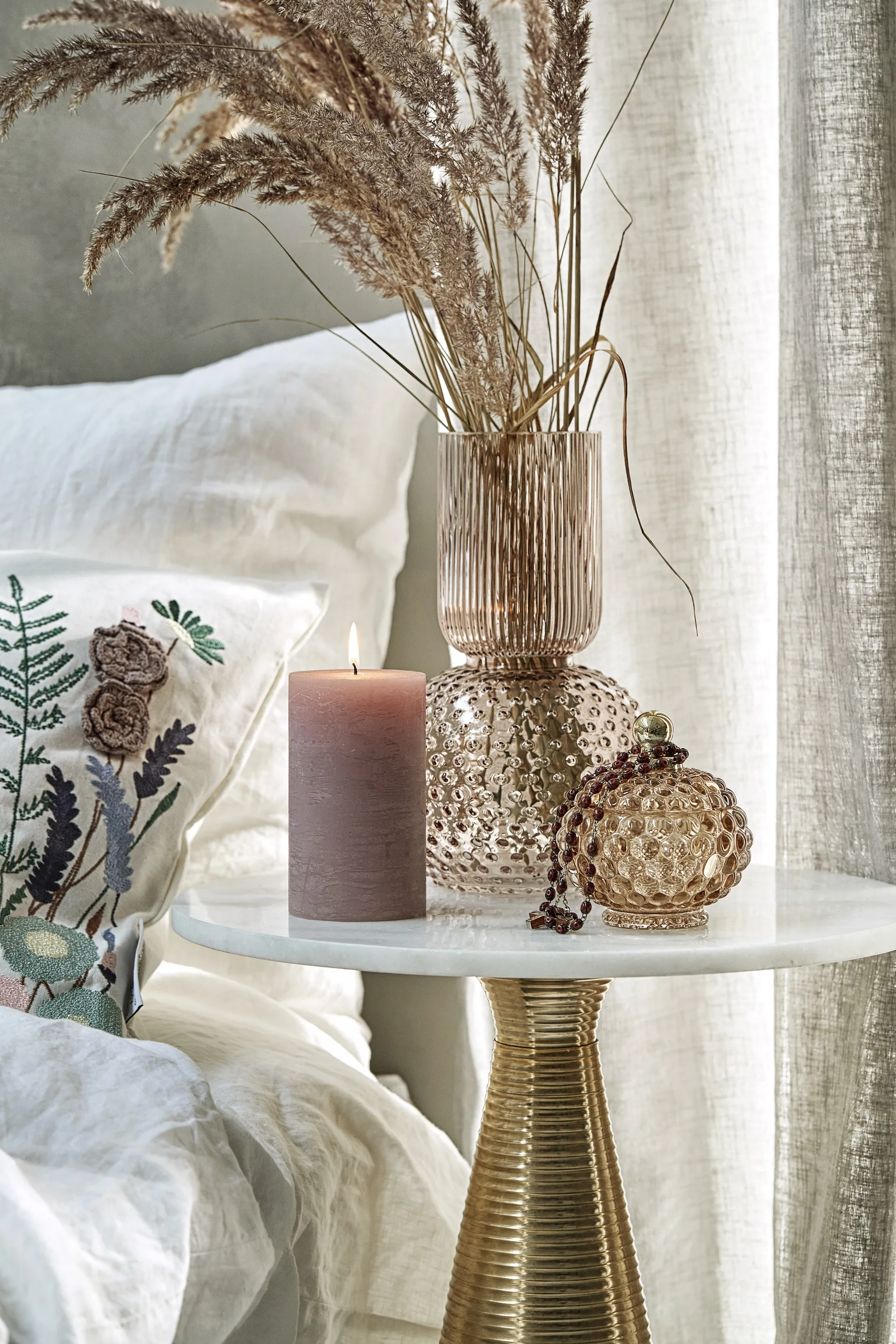 Miya förvaringsburk med lock Ø10 cm, Golden brown Lene Bjerre