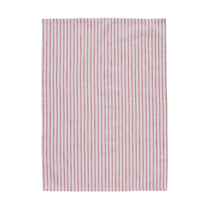 Olivia kökshandduk smala ränder 50x70 cm - Off White-Dark Coral - Lene Bjerre