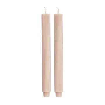 Läs mer om Lene Bjerre Ribbat ljus 25 cm 2-pack bark