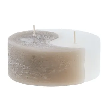 YingYang blockljus Ø13 cm - Silver grey-white - Lene Bjerre