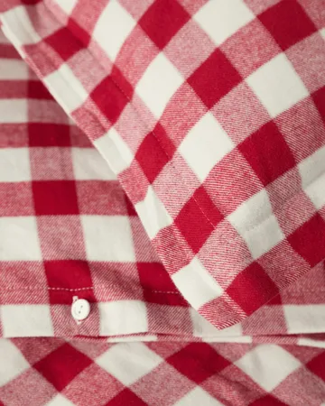 Checked cotton flannel bäddset - Red-light beige, 2 st 50x60 cm/220x220 cm - Lexington