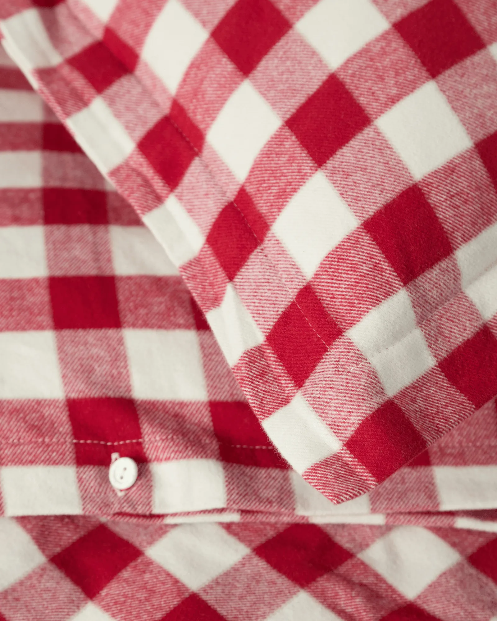 Checked cotton flannel bäddset, Red-light beige, 50x60 cm/150x210 cm Lexington