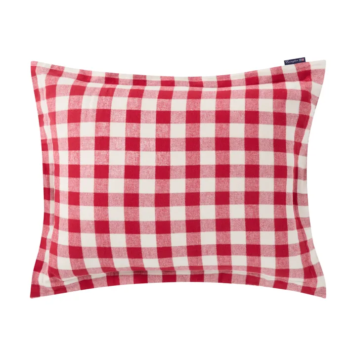 Checked Cotton Flannel örngott 50x60 cm - Red-light beige - Lexington